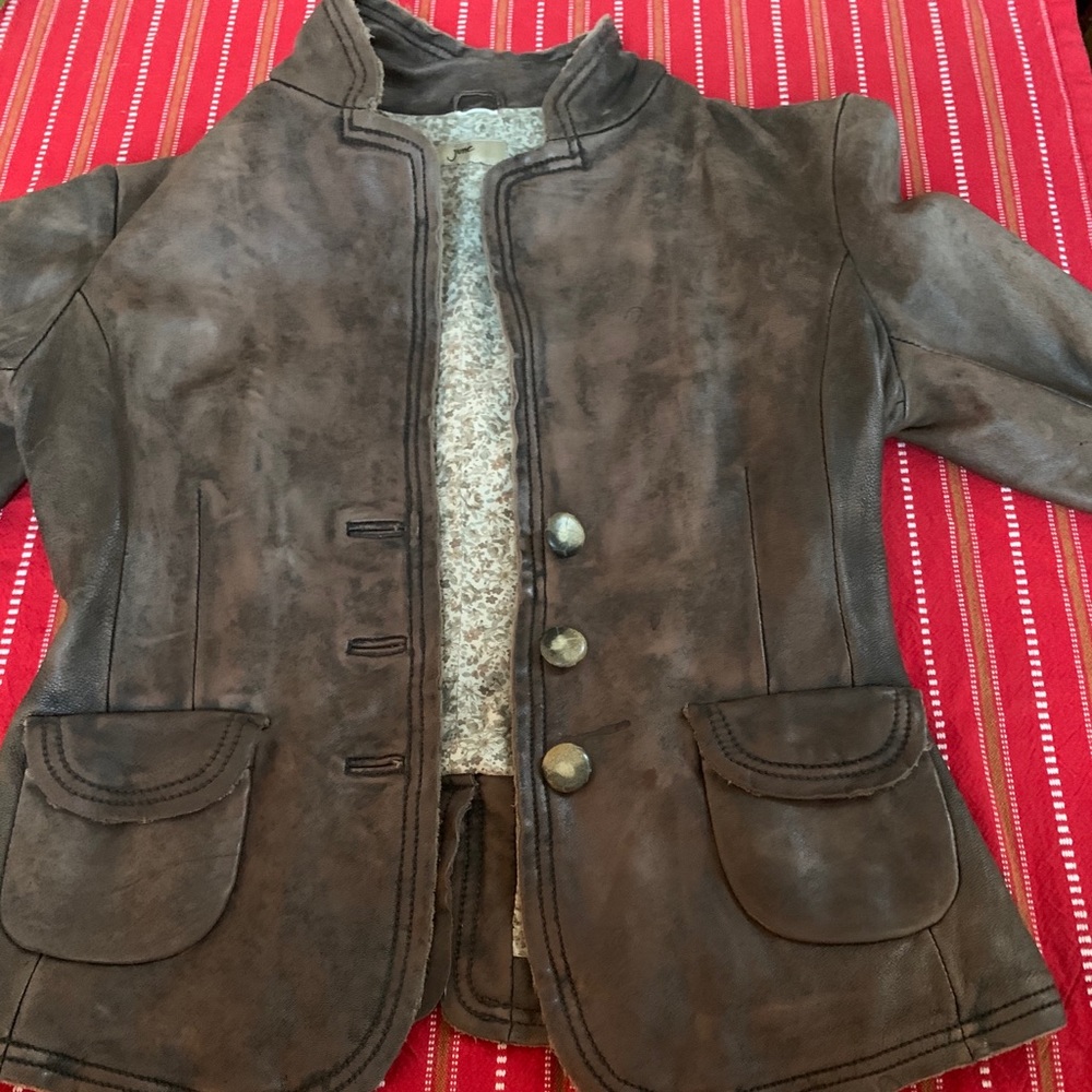 JUNE leather fitted women’s jacket, size small.